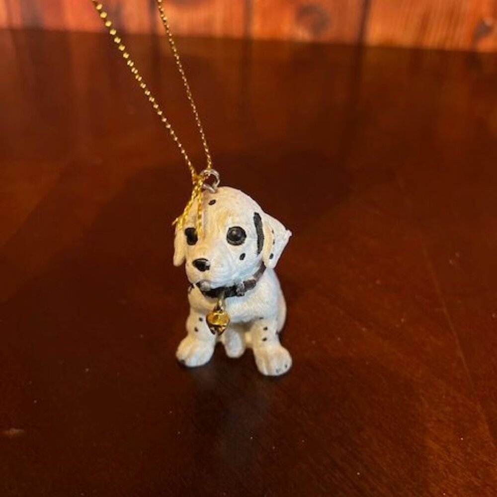 Gisela Graham Dalmatian Puppy Necklace With Gold‎ Chain & Bell dog lover gift
